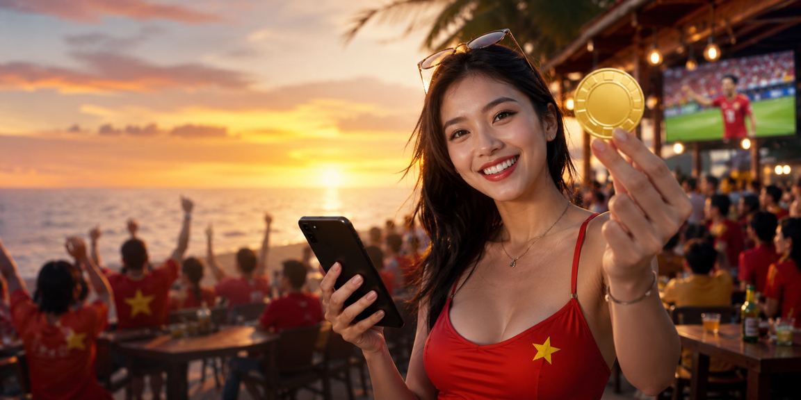 Du khách tại bãi biển Phú Quốc đăng ký tài khoản và nhận bonus để trải nghiệm slot jackpot